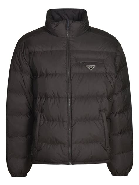 prada logo patch puffer gilet|Prada re nylon down jacket.